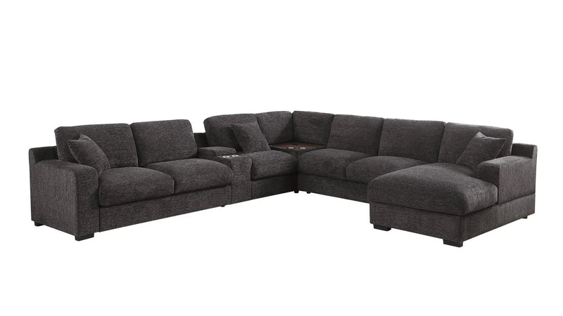 Celine - Corner Sectional Sofa With Right Facing Chaise, Cupholders, And Charging Ports - Gray by Unique Piece Furniture