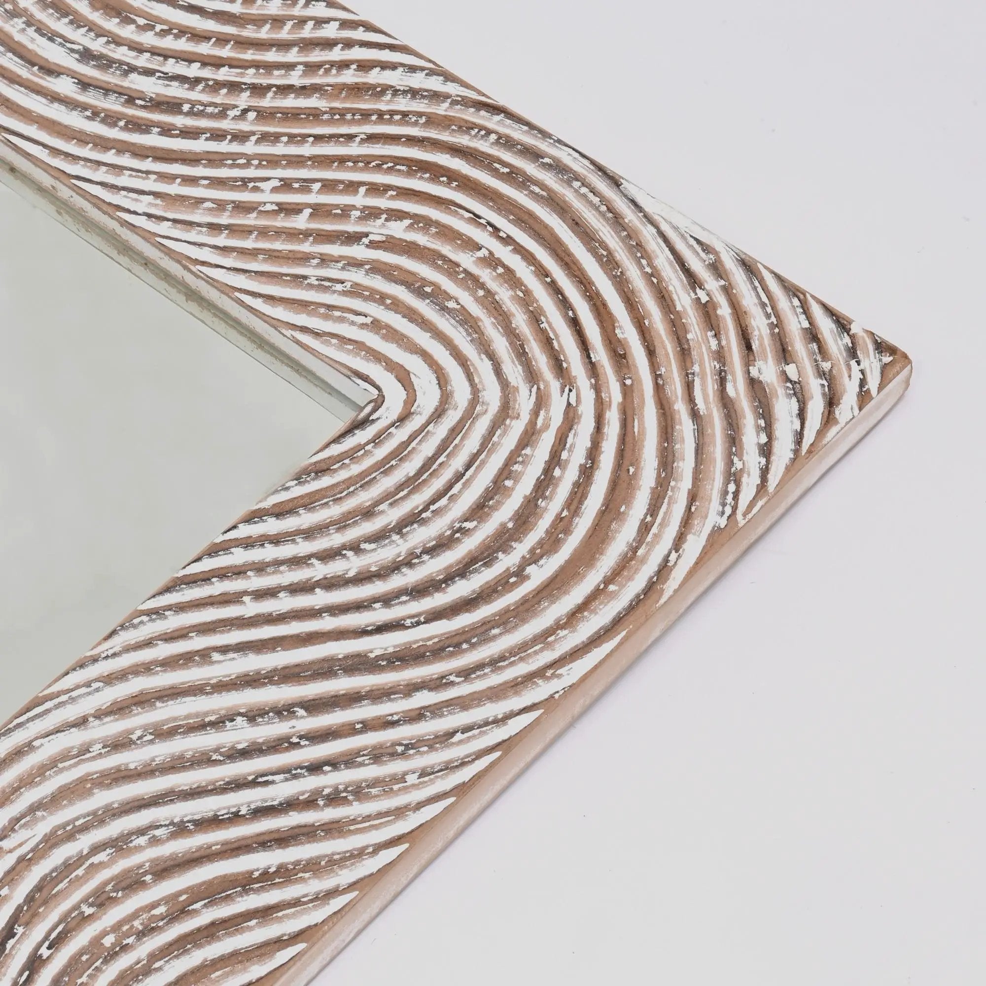 Handcarved Rectangle Mirror Accent With 3mm Glass - Antique White by Unique Piece Furniture