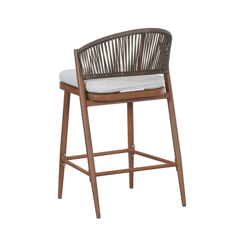 Outdoor 26" Counter Height Metal Frame Counter Stools With Scallop Shaped Backrest & Water Resistant Cushions by HouseOfZazla