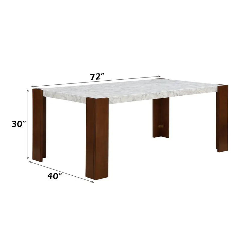 Hettie - Dining Table With Engineeed Stone Top - Engineered Stone Top & Brown by Unique Piece Furniture