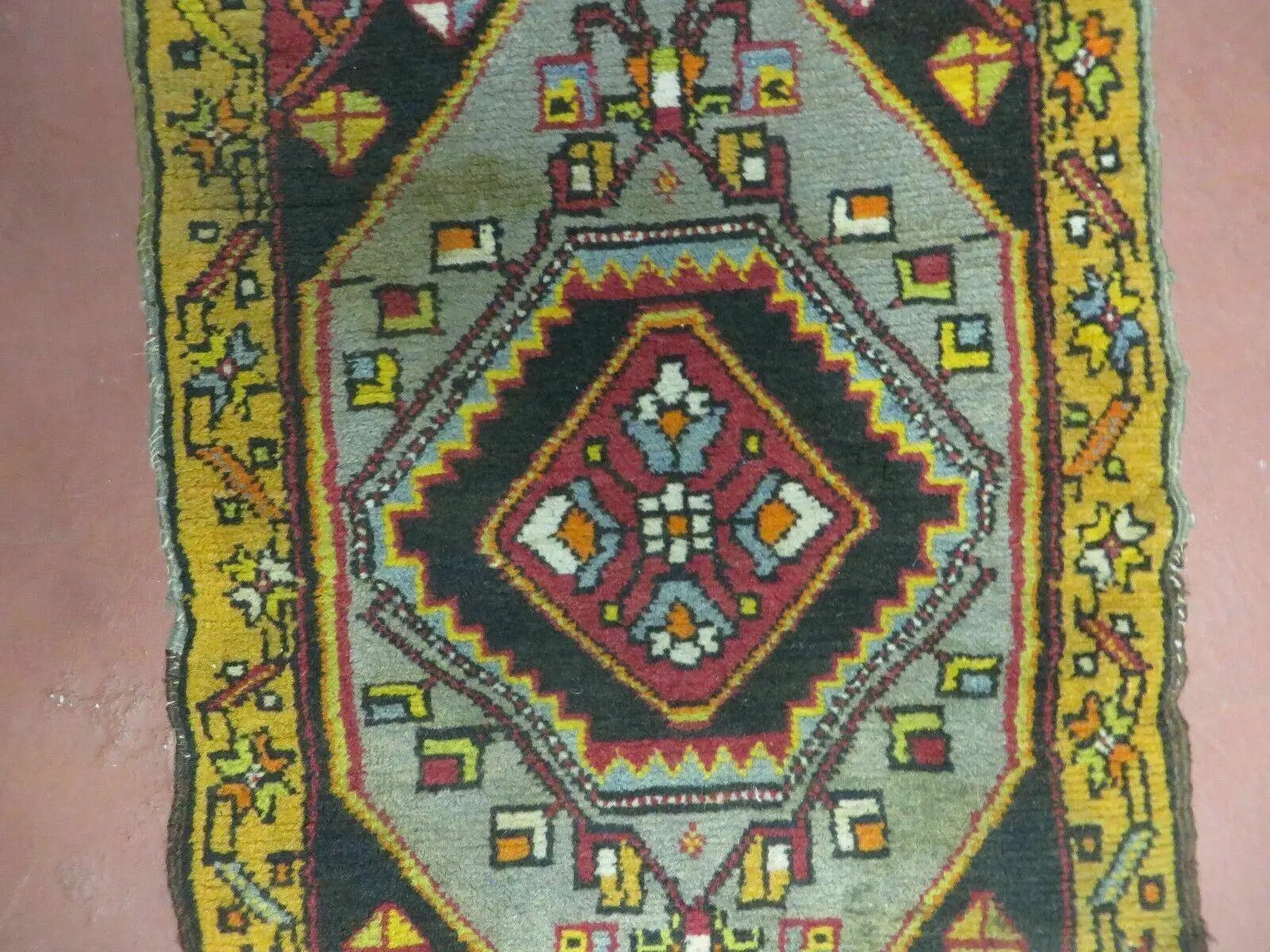 19" X 42" Antique Handmade Turkish Colorful Oushak Oshak Yastik Wool Rug Mat by Jewel Rugs