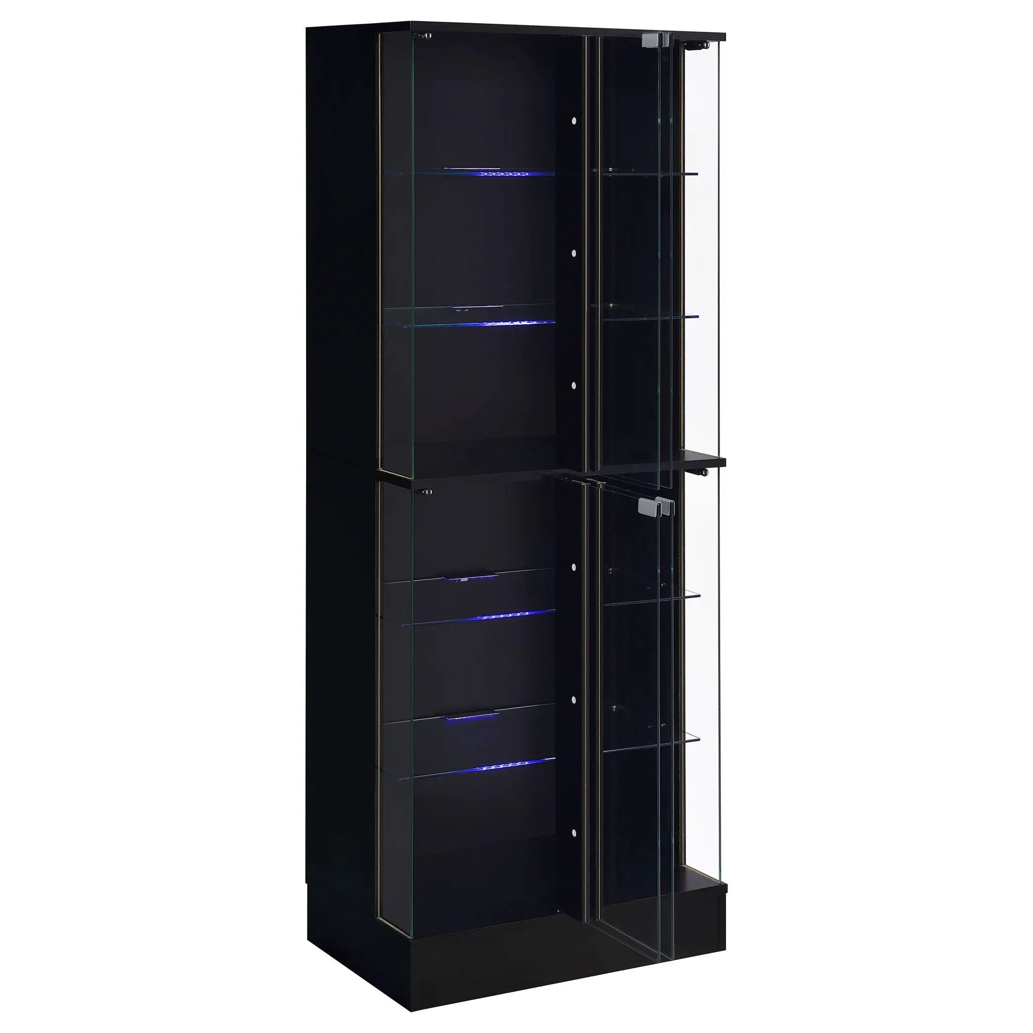 Cabra 4-door LED Curio Display Cabinet Black High Gloss by Unique Piece Furniture