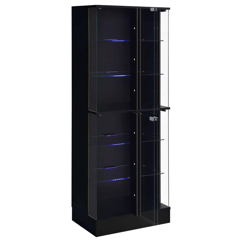 Cabra 4-door LED Curio Display Cabinet Black High Gloss by Unique Piece Furniture