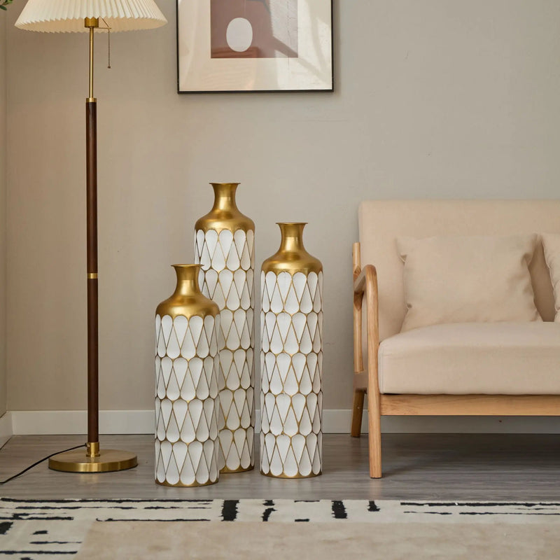 Floor Metal Vase Modern Style Decoration 3-Piece Set by HouseOfZazla