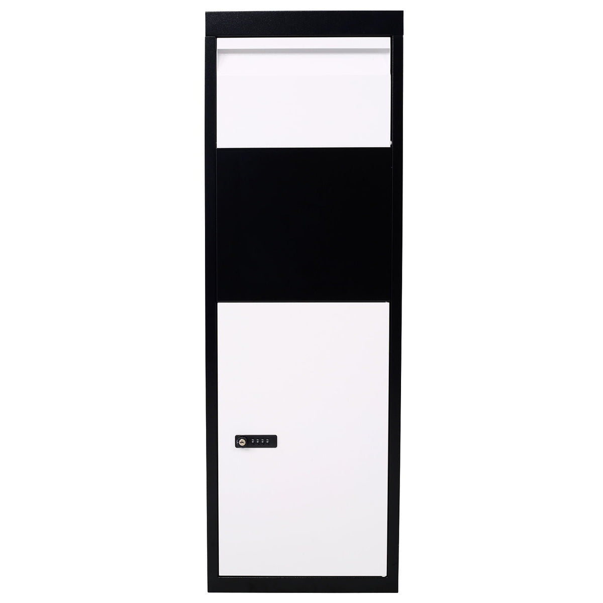 Galvanized Steel Package Delivery Box with Code Lock - White/Black