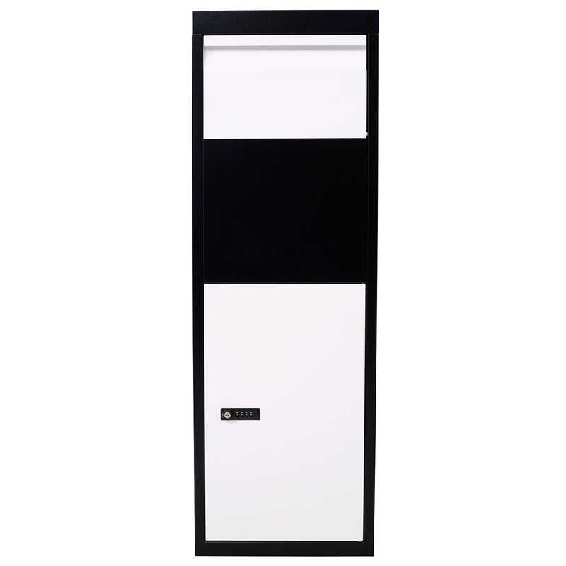 Galvanized Steel Package Delivery Box with Code Lock - White/Black