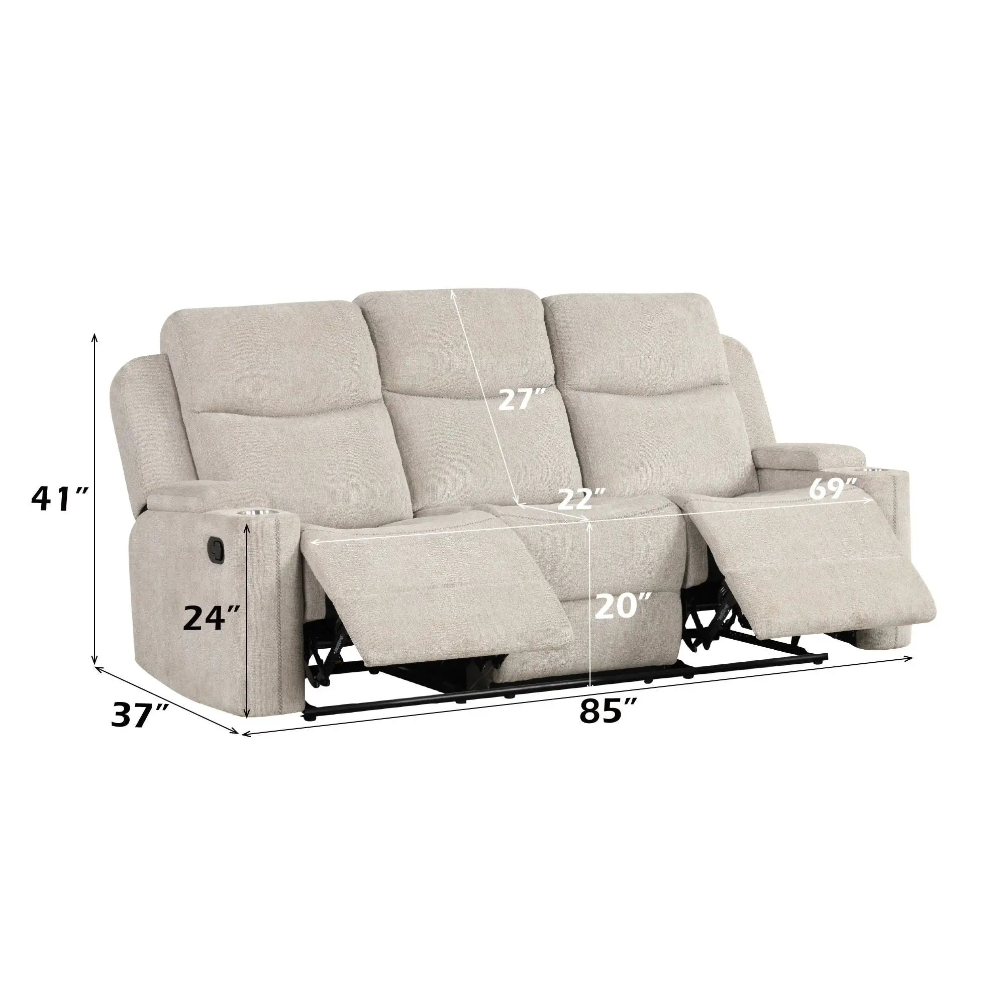 Galya - 3 Piece Living Room Set Sofa Loveseat Chair - Light Gray by Unique Piece Furniture