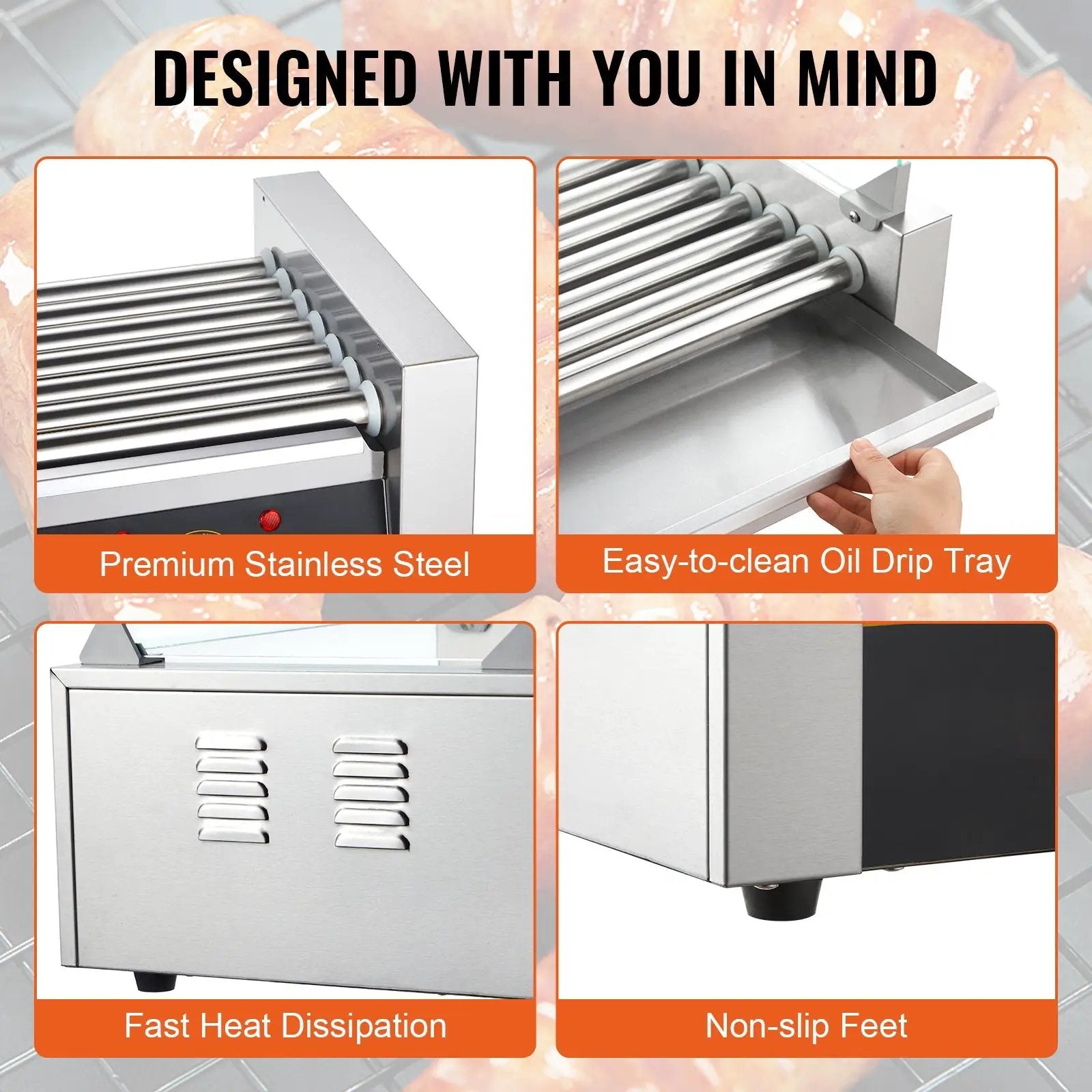 Hot Dog Roller with 7 Rollers and 18 Hot Dogs Capacity by HouseOfZazla