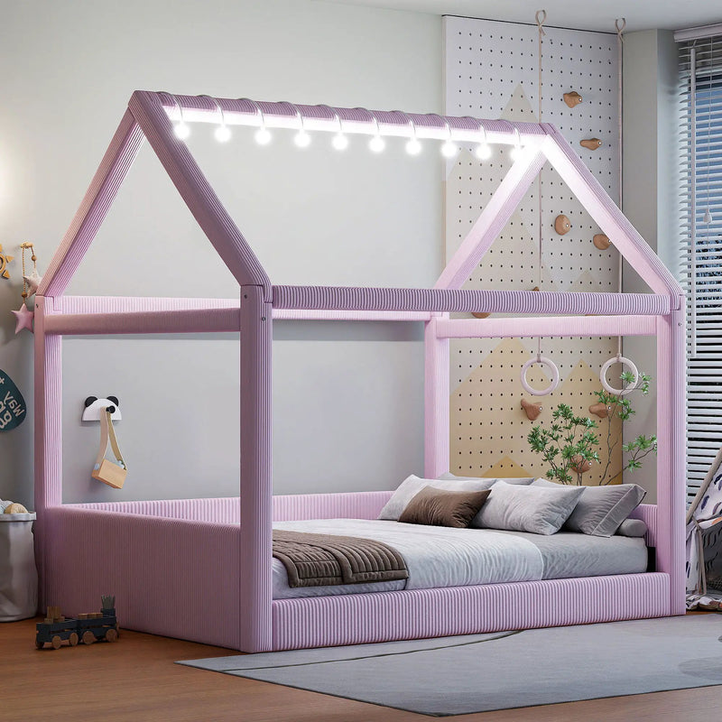 Upholstered House Style Daybed With LED Light Strips by HouseOfZazla