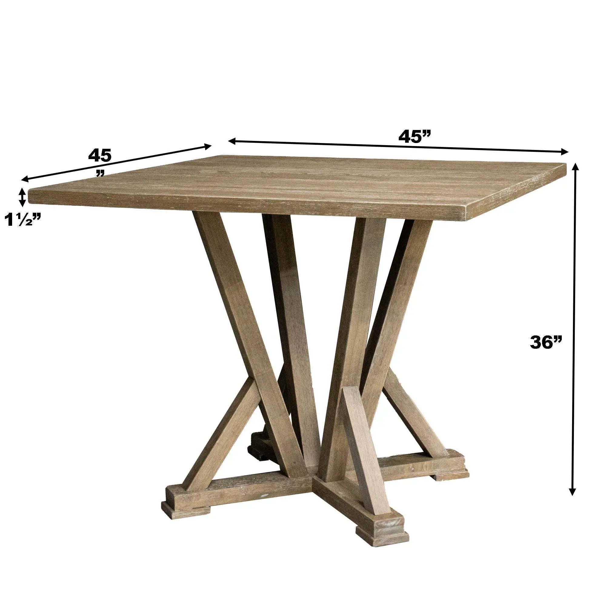 Modern Farmhouse Square Counter Table Solid Wood Rubberwood Antique Finishing Rustic Look Distressed Look Wire Brushed For 4 Seaters - Grayish Brown by HouseOfZazla