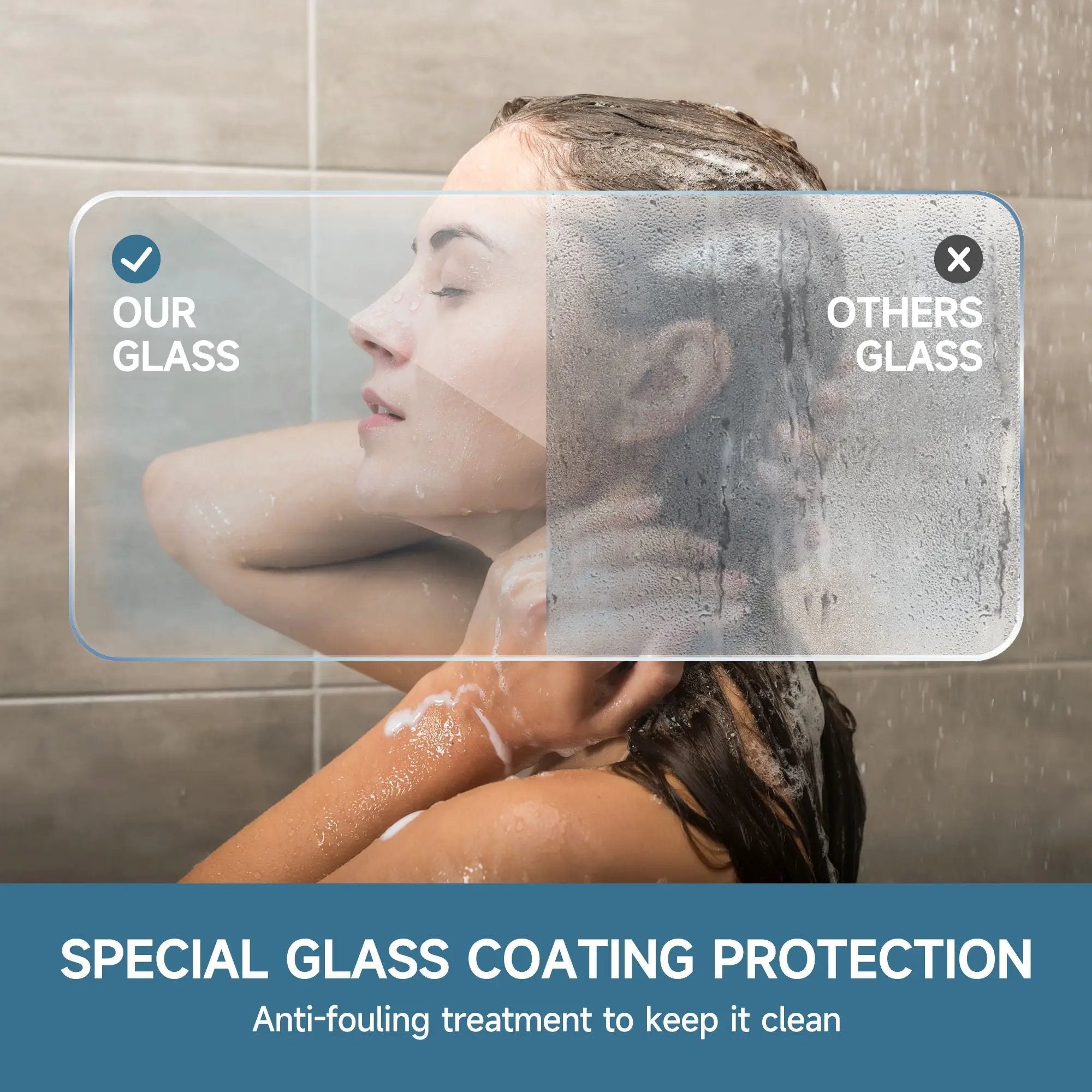 Frameless Single Sliding Soft Close Shower Door, 5 / 16" Clear Nano Coated Tempered Glass And 304 Stainless Steel Handle - Matte Black by HouseOfZazla