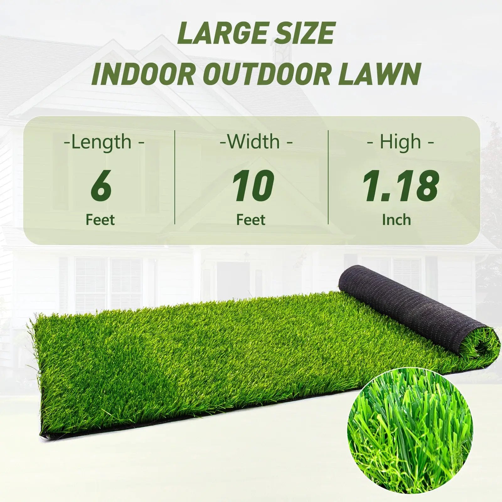 Realistic Deluxe Artificial Grass Synthetic Thick Lawn Turf Carpet by HouseOfZazla