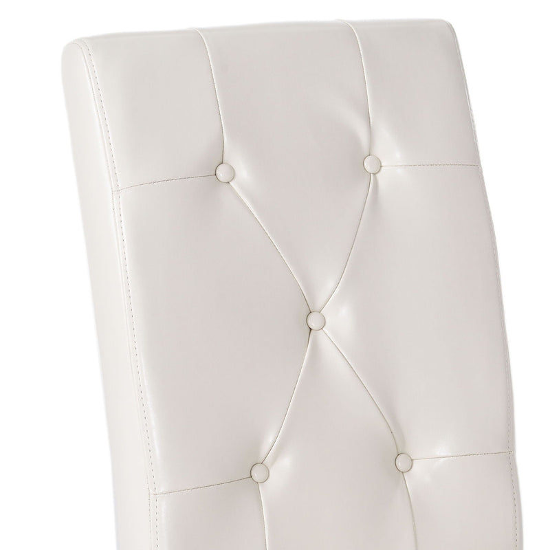 Carter 5 Tuft Dining Chair With Button Tufted Backrest And Espresso Legs - Ivory by HouseOfZazla