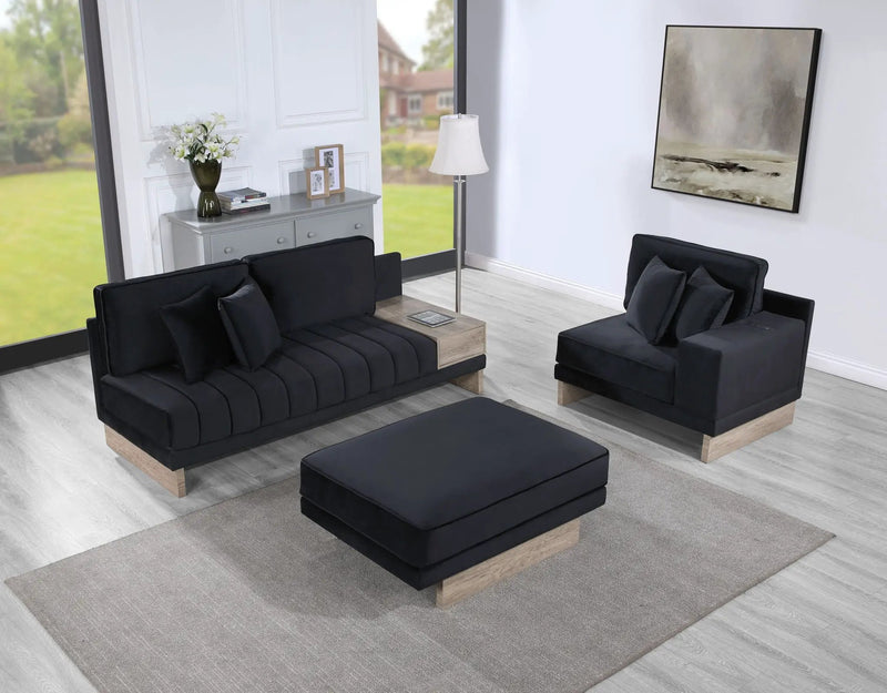 Memphis - Reversible Sectional Sofa Ottoman With Storage Compartment, Drawer, USB ports, Charging Outlets by HouseOfZazla