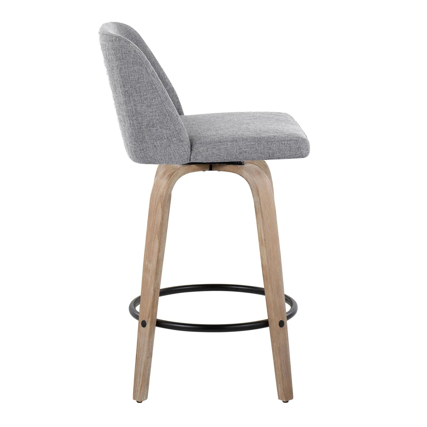 Toriano - Contemporary Fixed-Height Counter Stool & Swivel With Round Footrest (Set of 2) by HouseOfZazla
