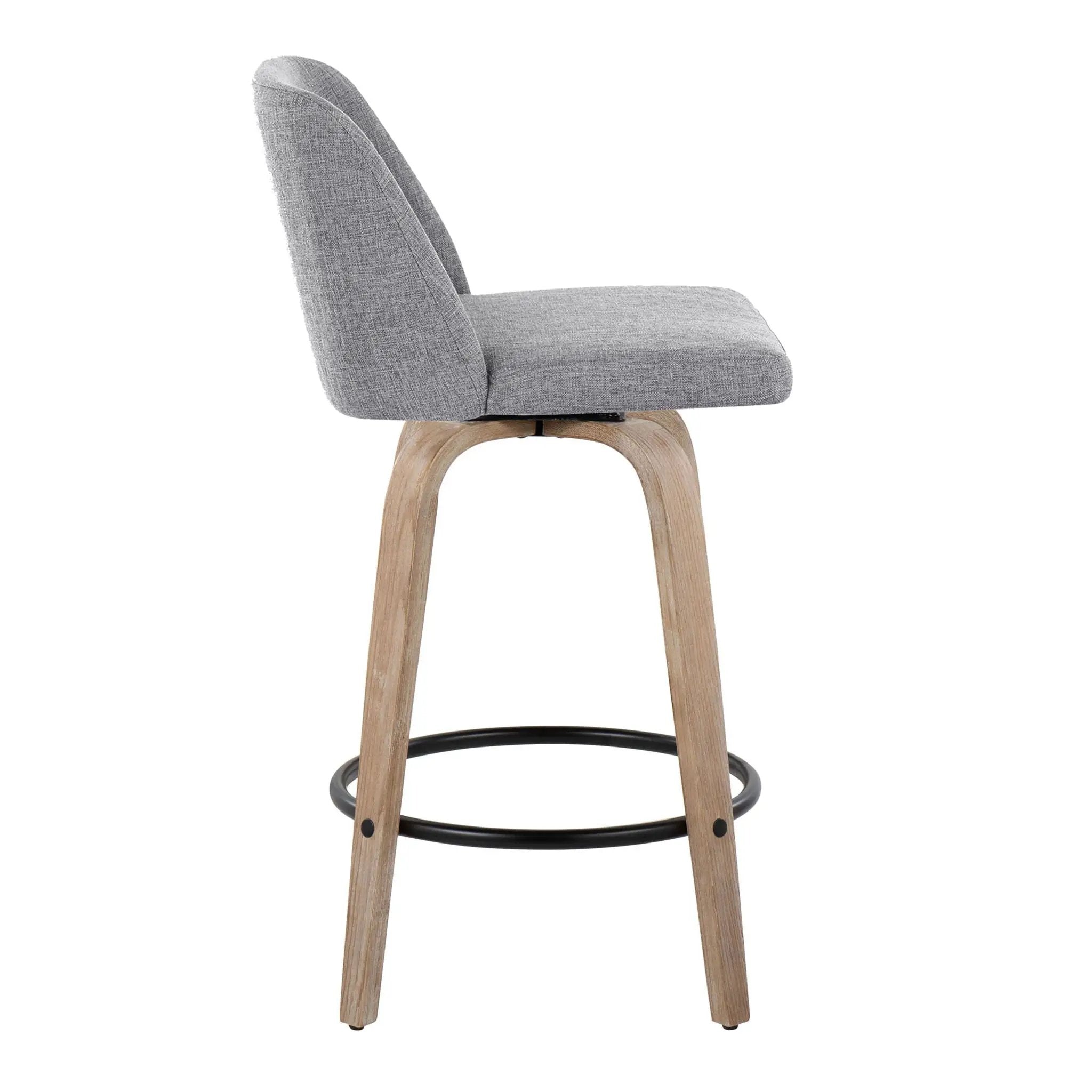Toriano - Contemporary Fixed-Height Counter Stool & Swivel With Round Footrest (Set of 2) by Unique Piece Furniture