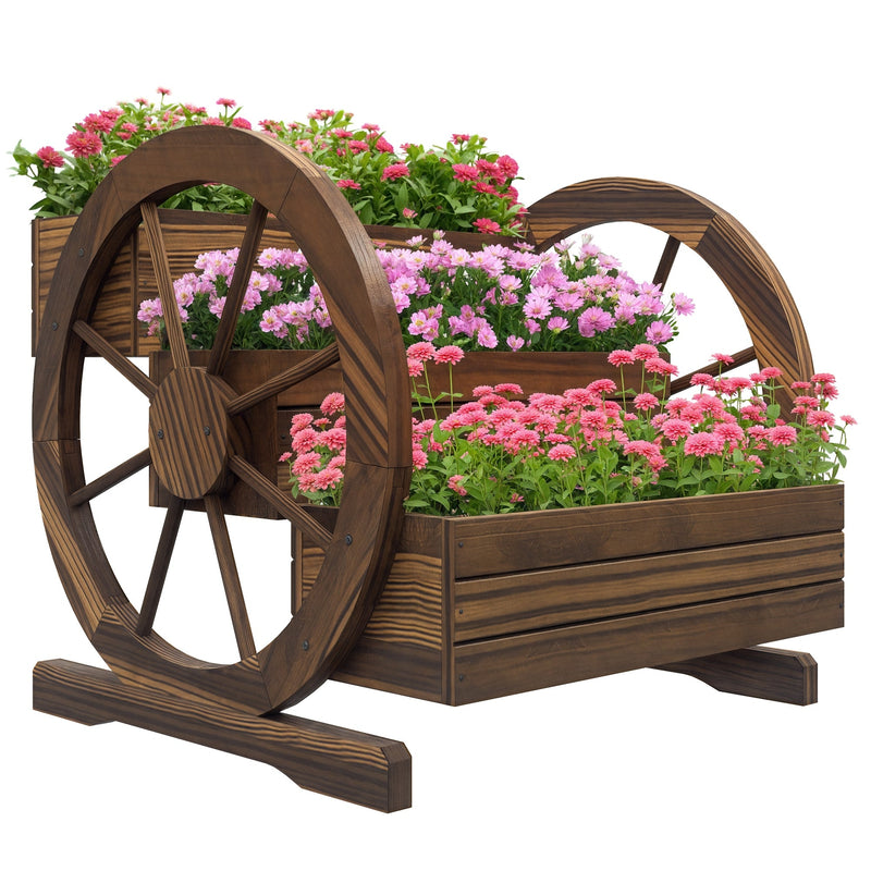 3-Tier Raised Garden Bed Planter with Drainage - Natural Wood