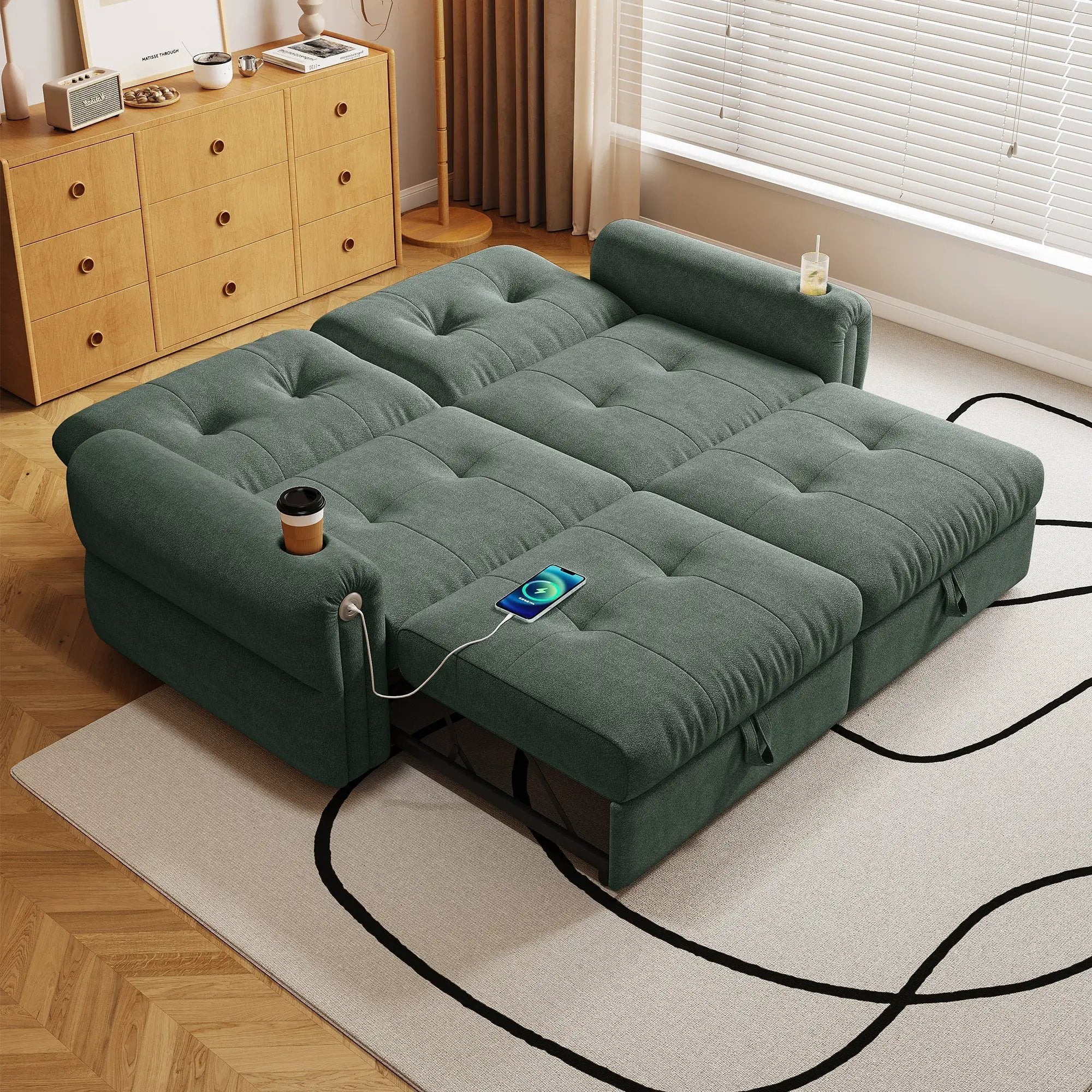 Chenille Convertible Sofa Bed by HouseOfZazla
