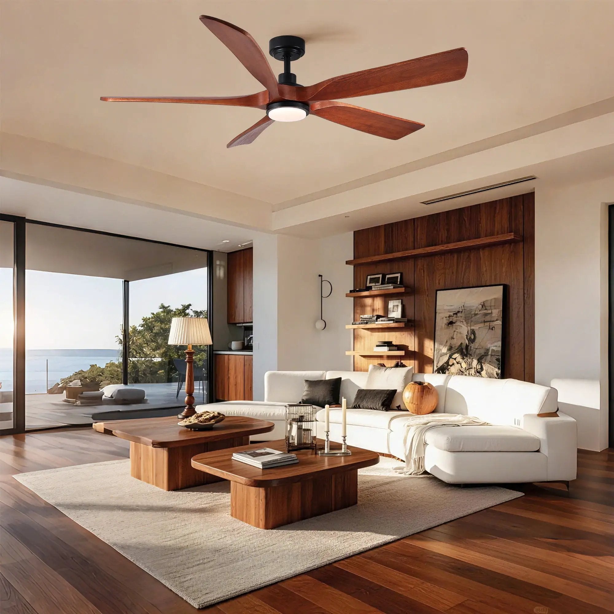 Ceiling Fan With Light And Remote Control, Noiseless, Dimmable, 6 Speeds Reversible For Indoor Or Covered Outdoor Use - Matte Black by HouseOfZazla