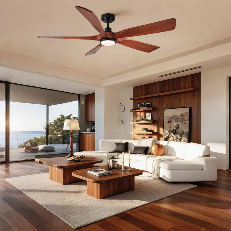 Ceiling Fan With Light And Remote Control, Noiseless, Dimmable, 6 Speeds Reversible For Indoor Or Covered Outdoor Use - Matte Black by HouseOfZazla