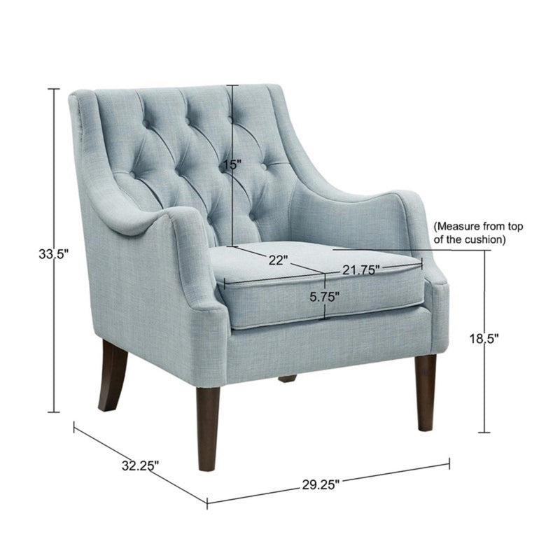 Button Tufted Accent Chair with Removable Cushion - Light Blue, photo 9 of 9