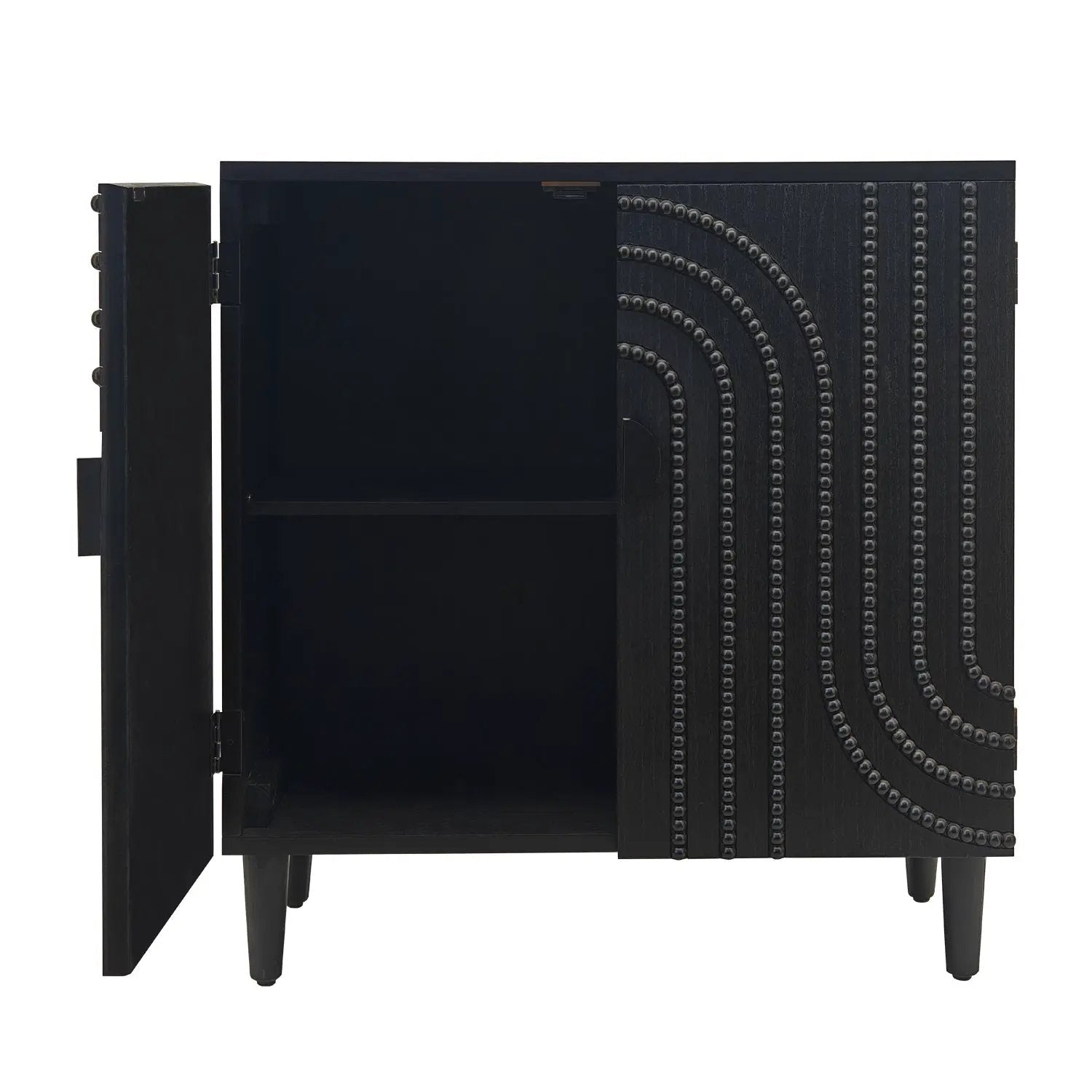 Modern Black Wood Storage Cabinet with Decorative Door by HouseOfZazla