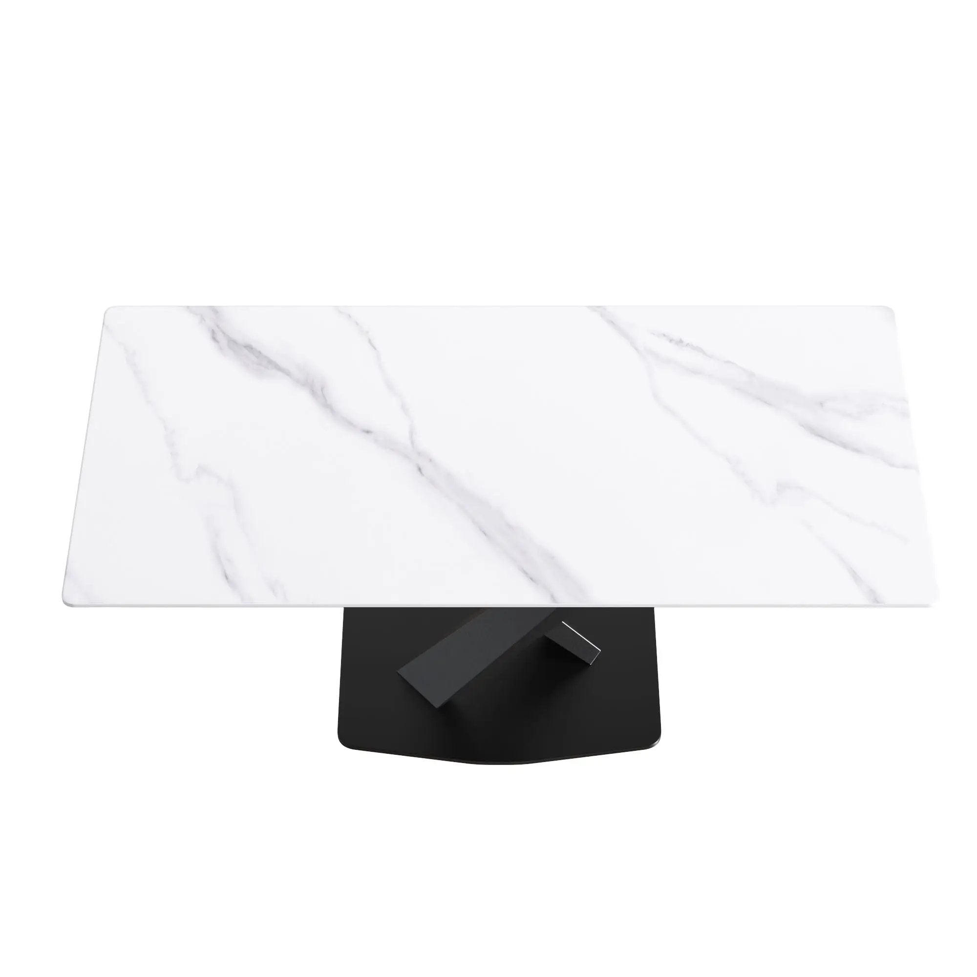 Modern Artificial Stone Straight Edge Metal X Leg Dining Table, 6 People by HouseOfZazla