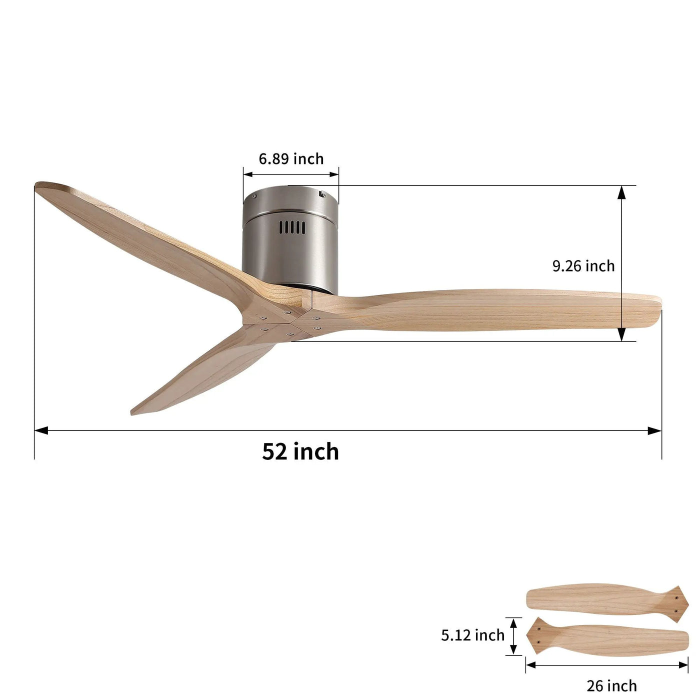 Low Profile Flush Mount Ceiling Fan Without Light by HouseOfZazla