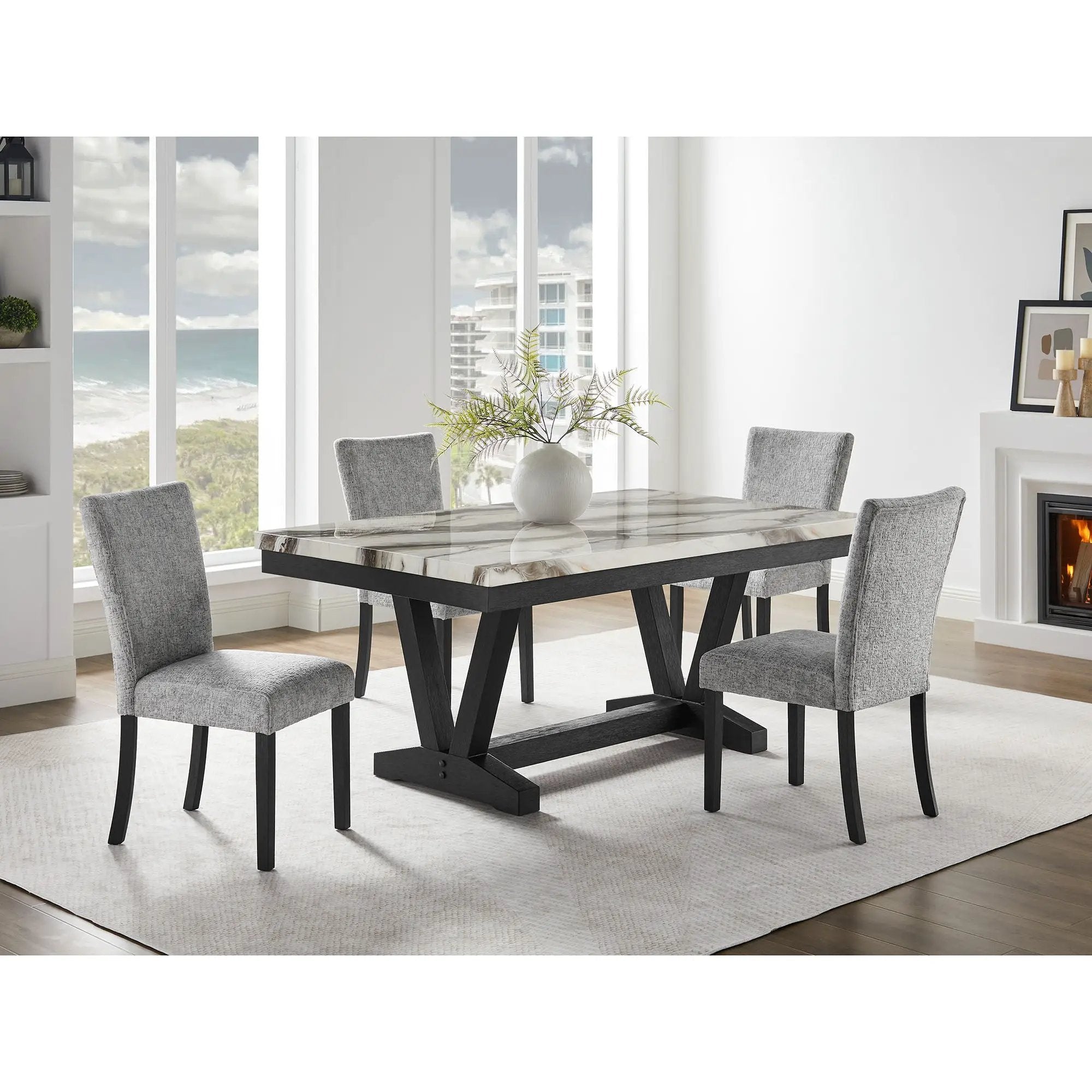 Panda Oceanic - Dining Table And Chairs Set - Black by HouseOfZazla