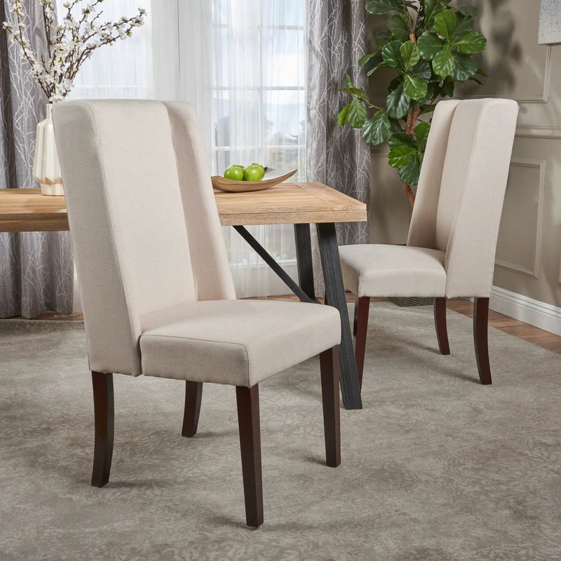 Modern Wingback Dining Chair (Set of 2) With Upholstered - Ivory by HouseOfZazla