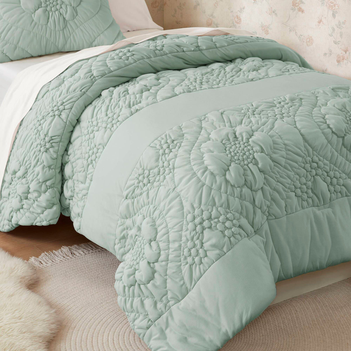 3-Piece Full/Queen Comforter Set with Soft Poly Jersey Fabric - Grey, photo 7 of 10