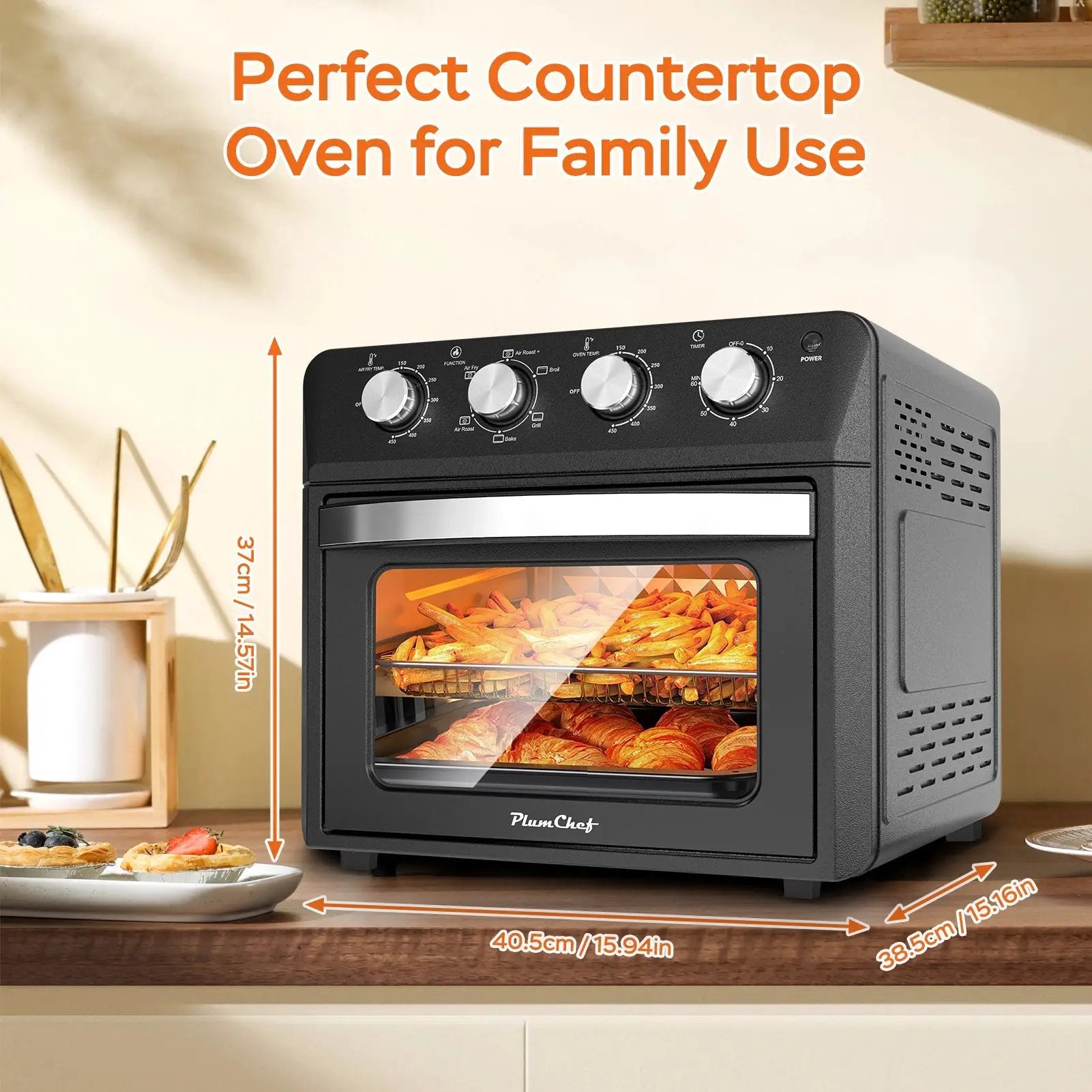 Plum Chef Air Fryer Oven 27.5QT, 6-in-1 Countertop Convection Oven by HouseOfZazla