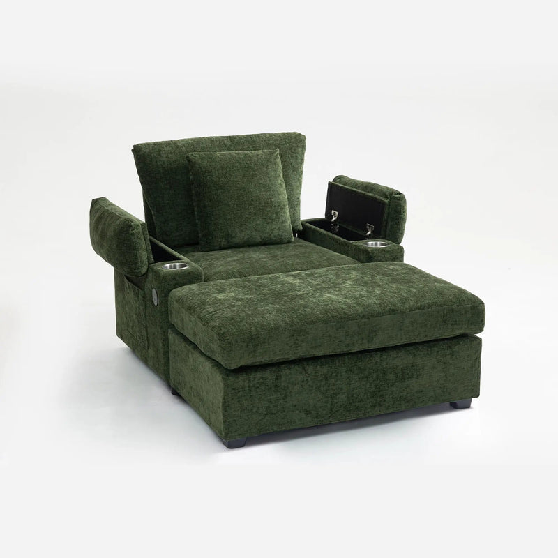 Modern Oversized Chair With Ottoman, Cupholders And USB Charging Ports by Unique Piece Furniture