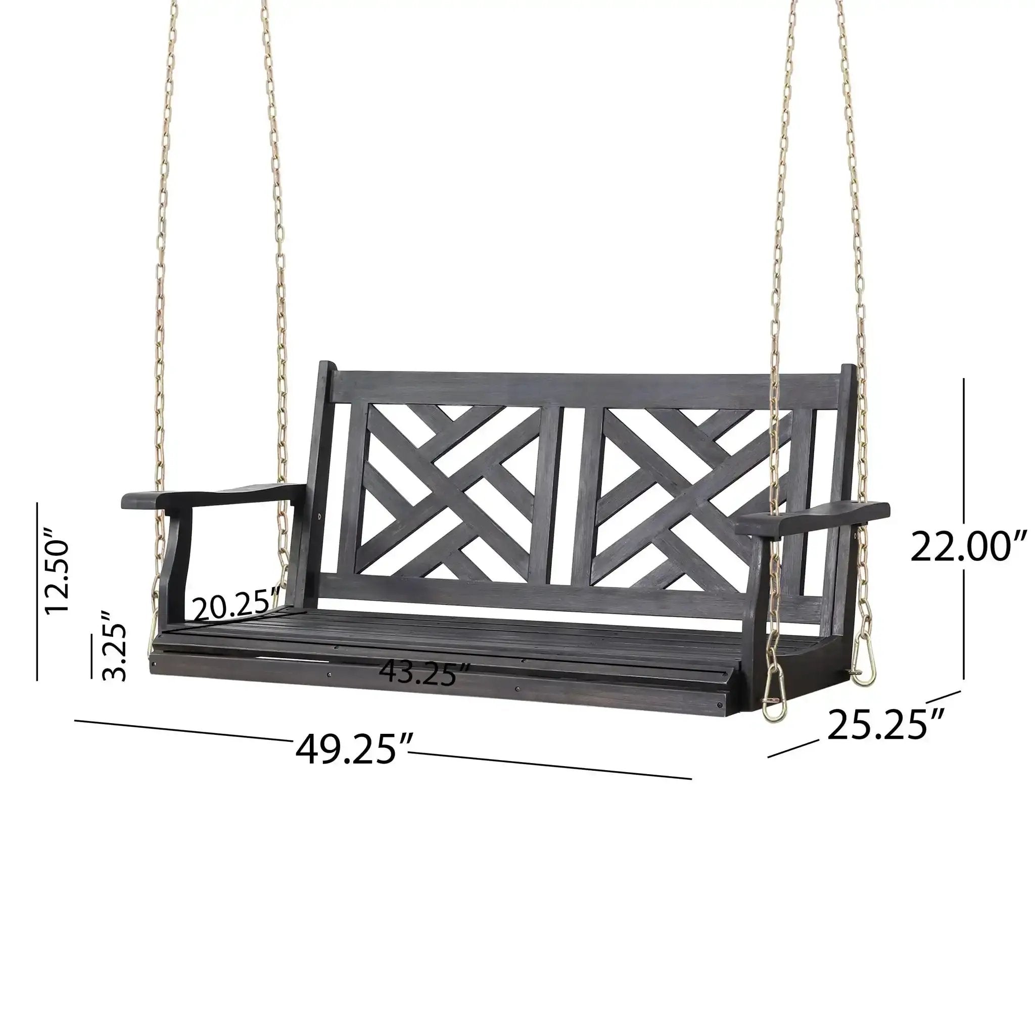 Alejandro Acacia Wood Porch Swing with Slat Panel Seating by HouseOfZazla