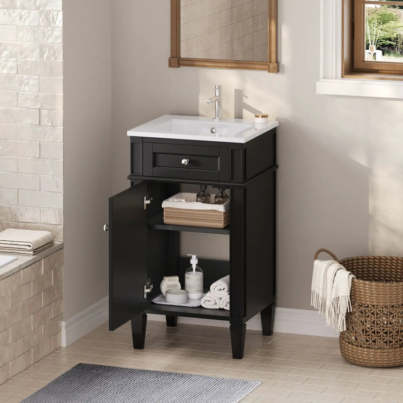 French Style Bathroom Vanity With Sink, Soft-Closing Door, Adjustable Shelf, Rectangular Design by Unique Piece Furniture