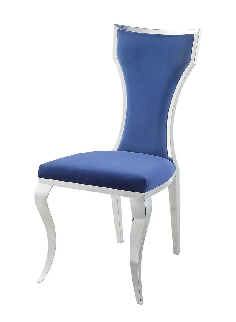Azriel - Side Chair (Set of 2) - Blue Velvet & Mirroed Silver by Unique Piece Furniture