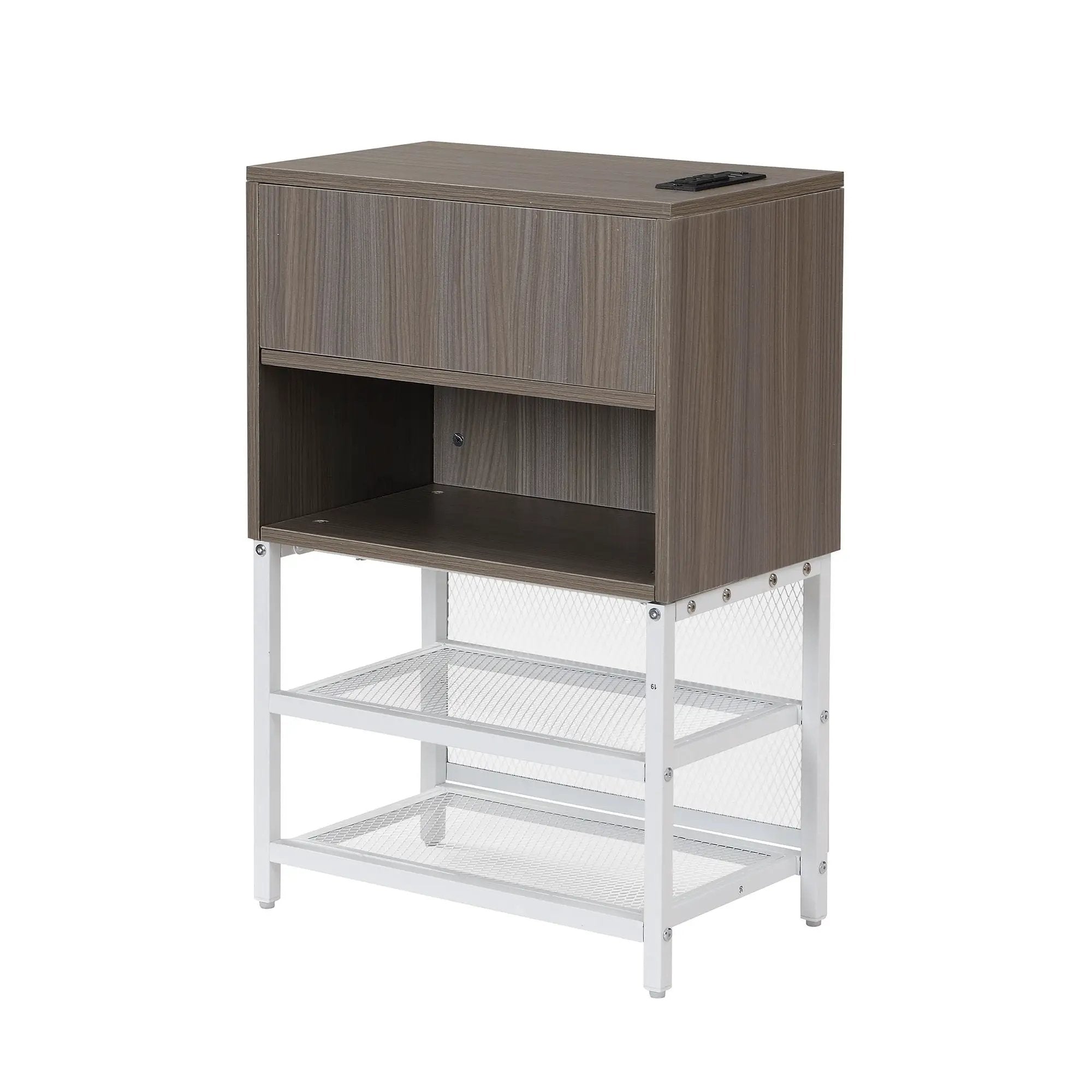 Platform Bed With 2 Tier Storage Shelves, Storage Cabinet by HouseOfZazla