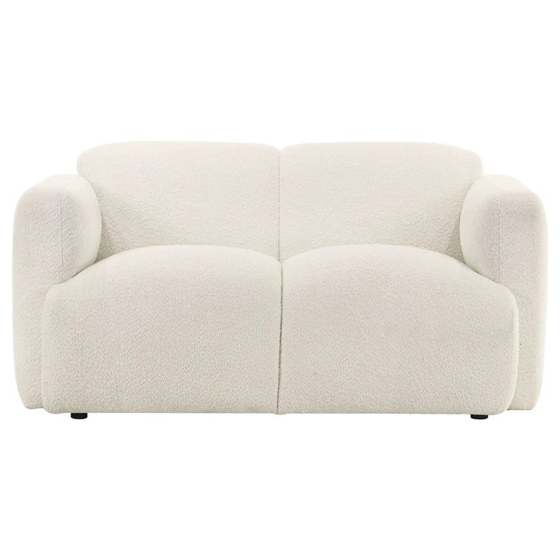 Dorset Fabric Upholstered Round Track Arm Loveseat White by Unique Piece Furniture