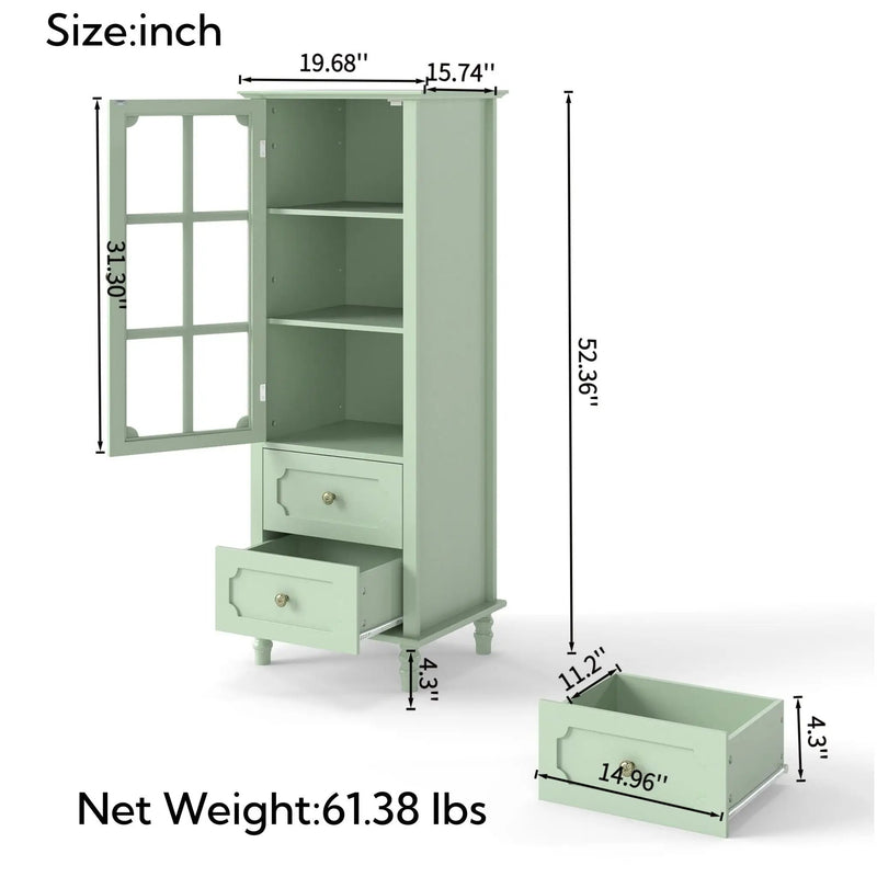 Minimalism Buffet Cabinet With Glass Doors And Double Drawer by HouseOfZazla