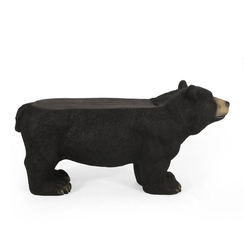 MGO Bear Bench, Concrete Outdoor Bench, Matte Black by HouseOfZazla