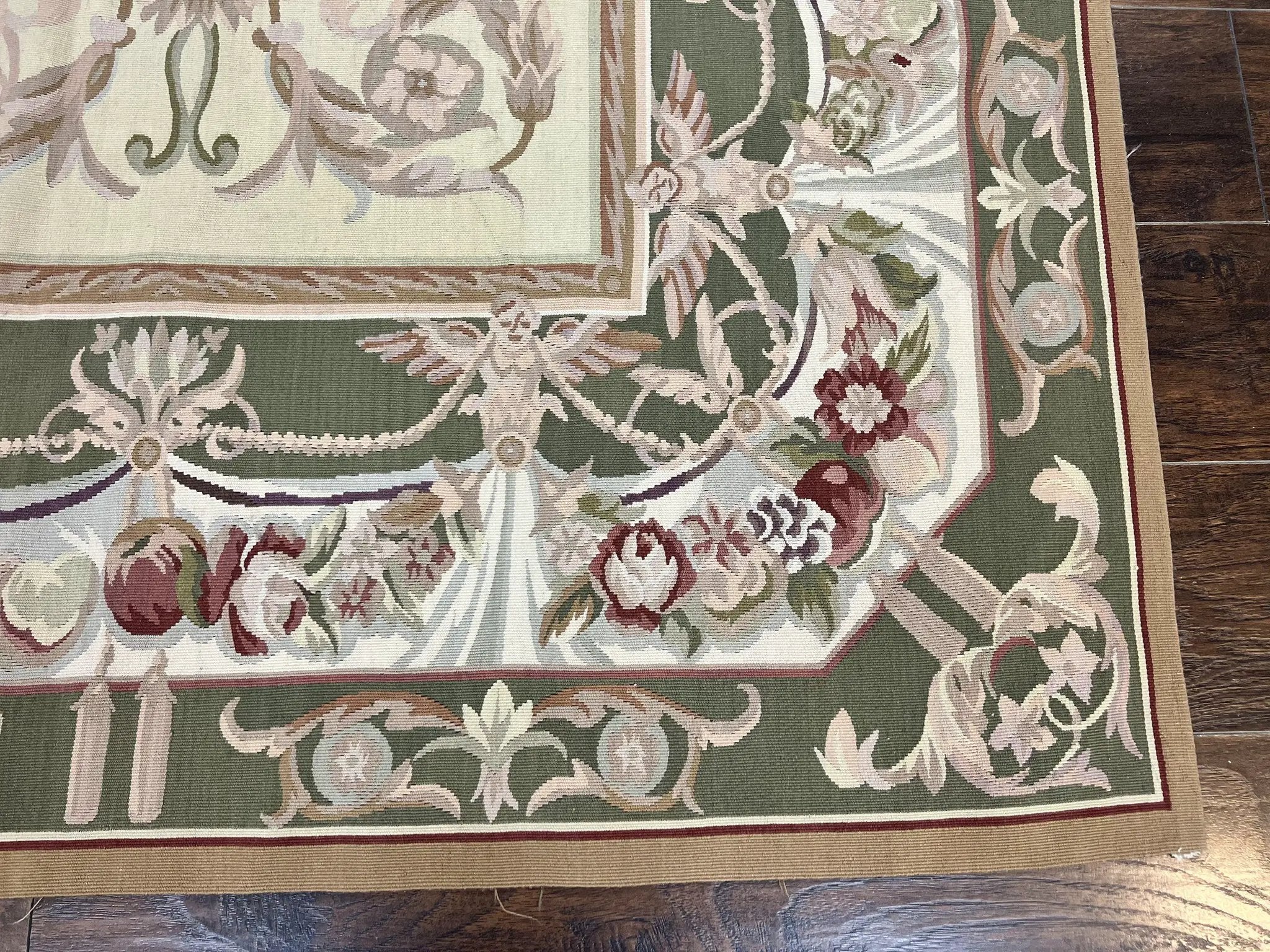 Aubusson Rug 5x8, Wool Handmade Vintage Carpet, Angel Motifs, Flatweave Rug 5 x 8, Medium Sized, European Design by Jewel Rugs