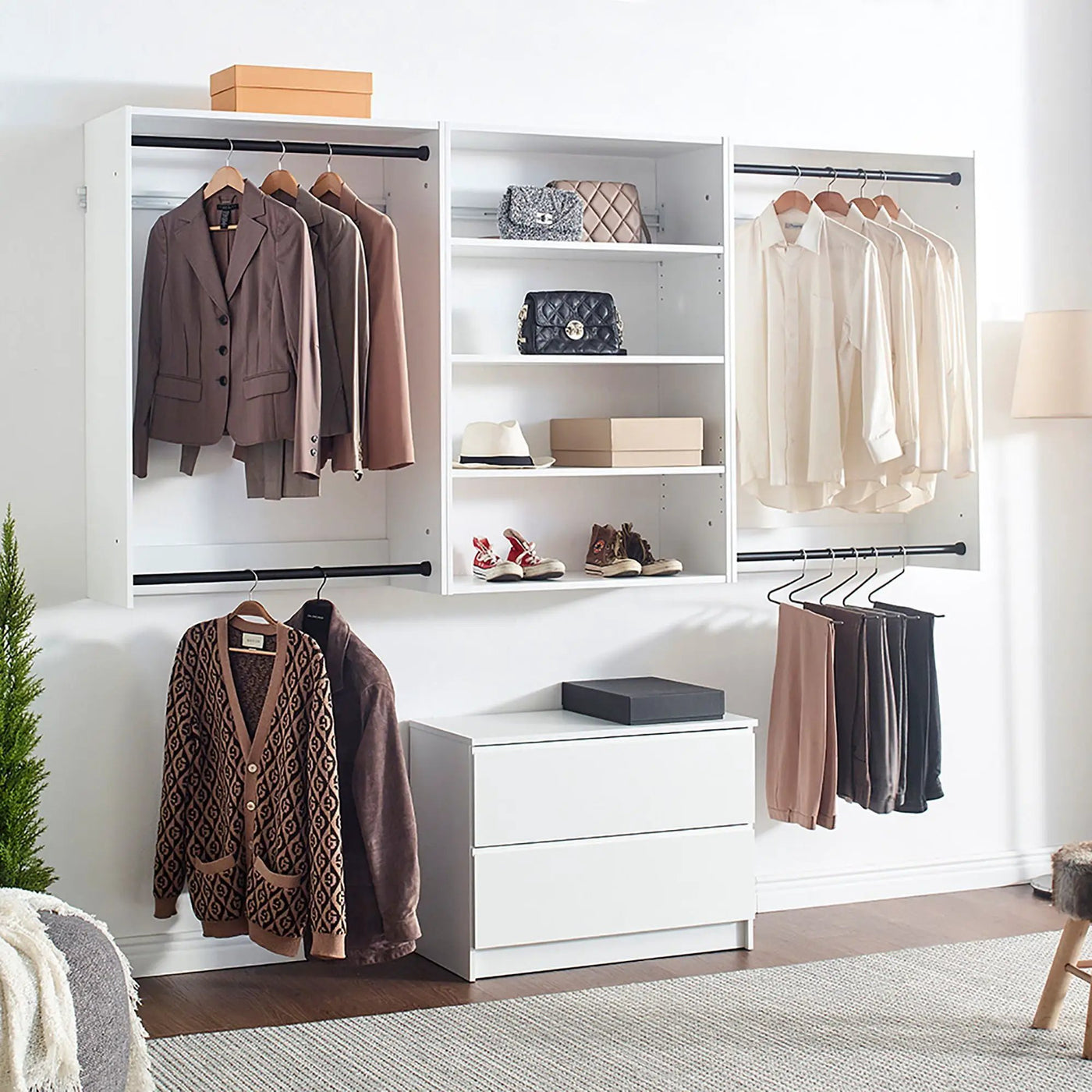 Devi - Wall Mounted Wood Closet System With Modular Units by HouseOfZazla