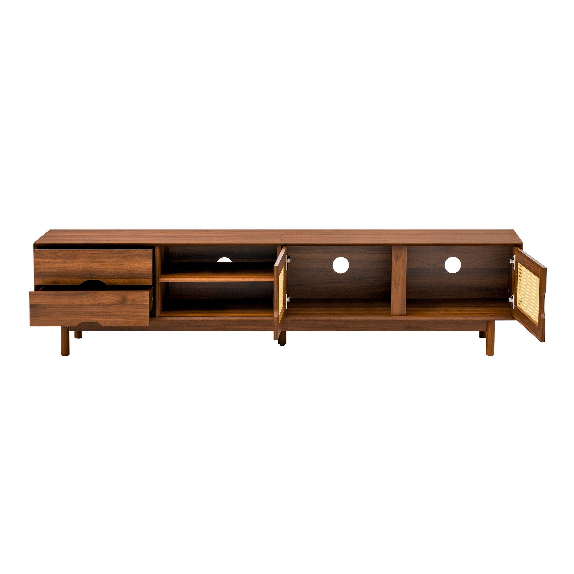 TV Stand For TVs Up To 85", Media Console With 2 Drawers - Walnut by HouseOfZazla