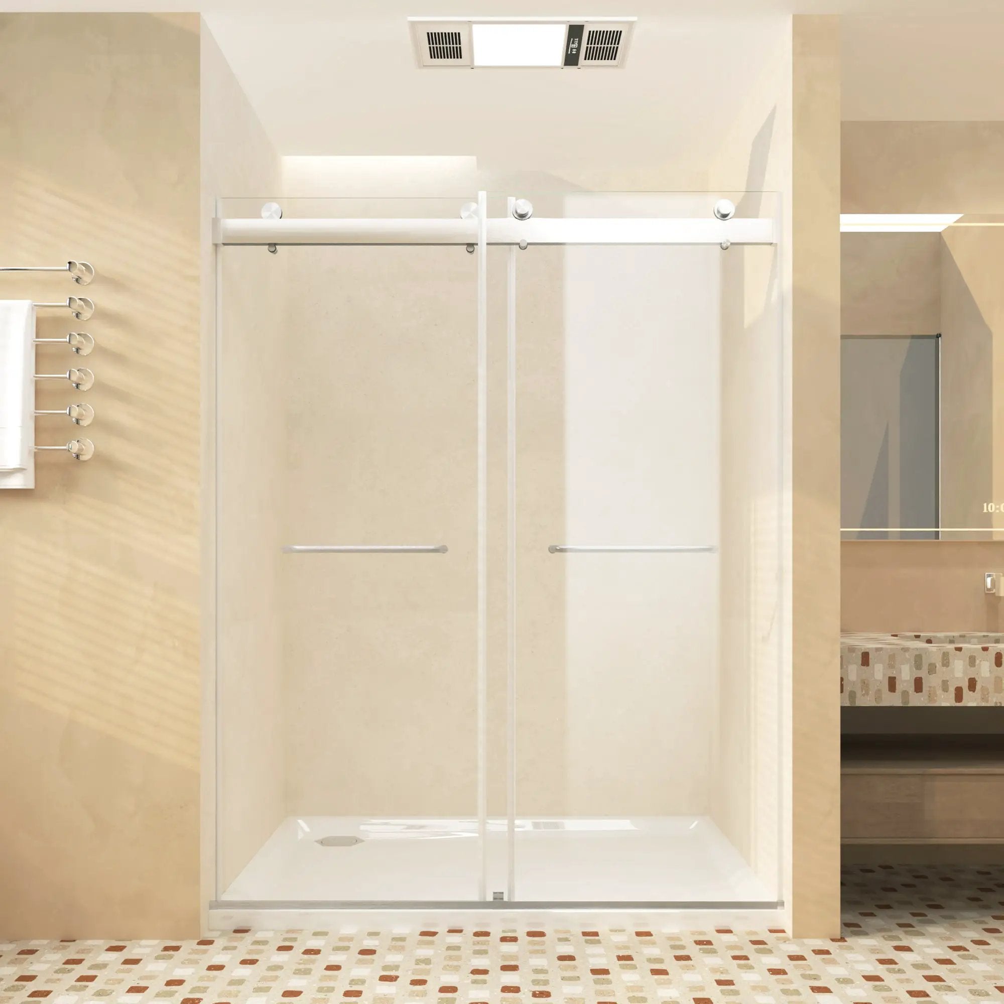 Frameless Sliding Glass Shower Doors 56-60" Width x 76" Height by HouseOfZazla