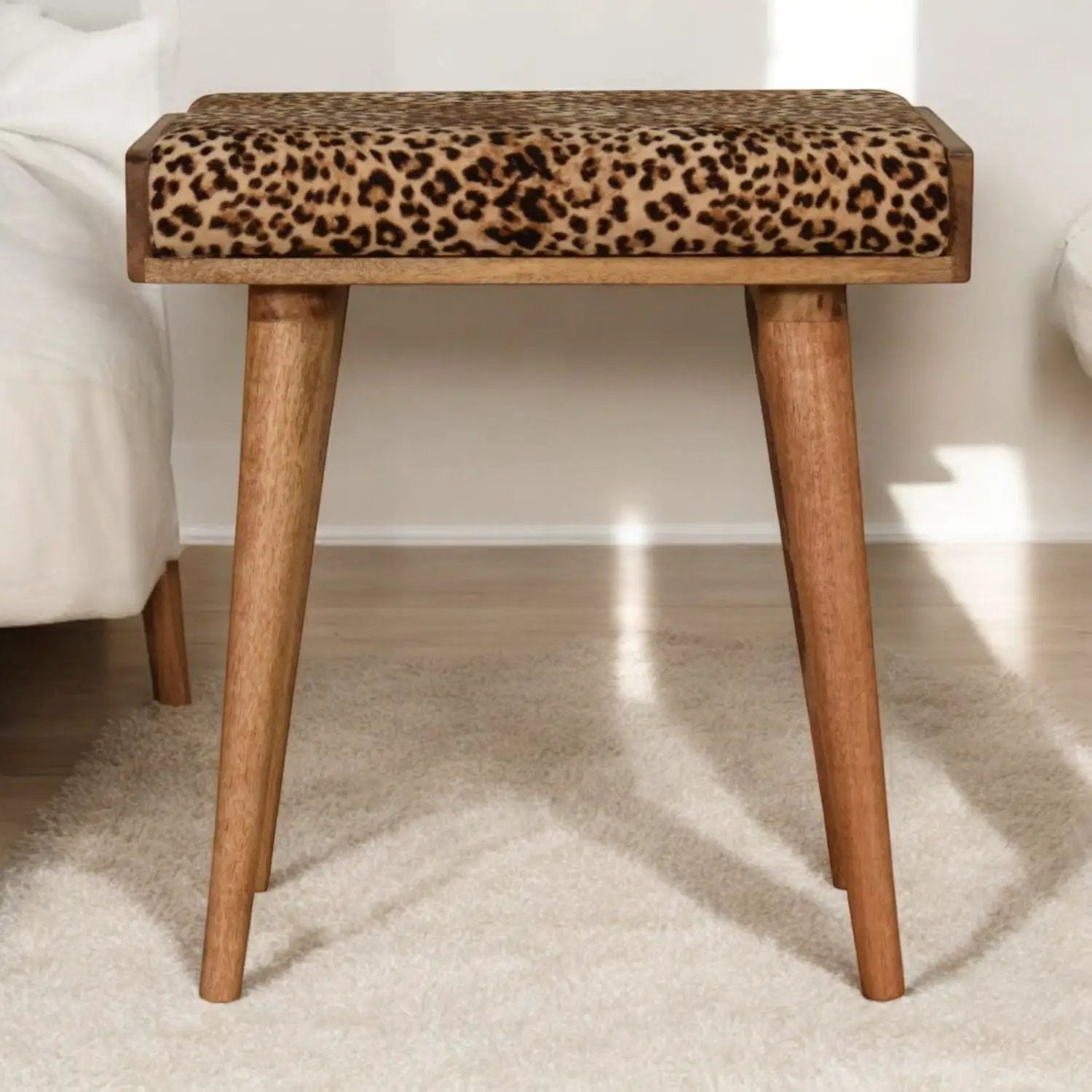 Leopard Tray Style Footstool - Brown Oak by HouseOfZazla