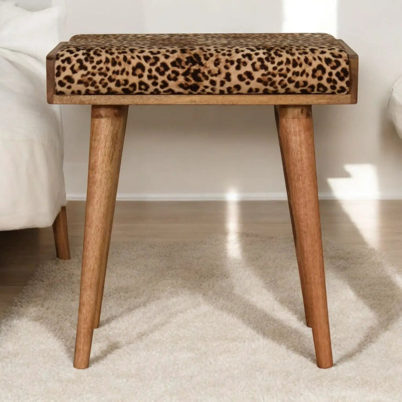 Leopard Tray Style Footstool - Brown Oak by HouseOfZazla