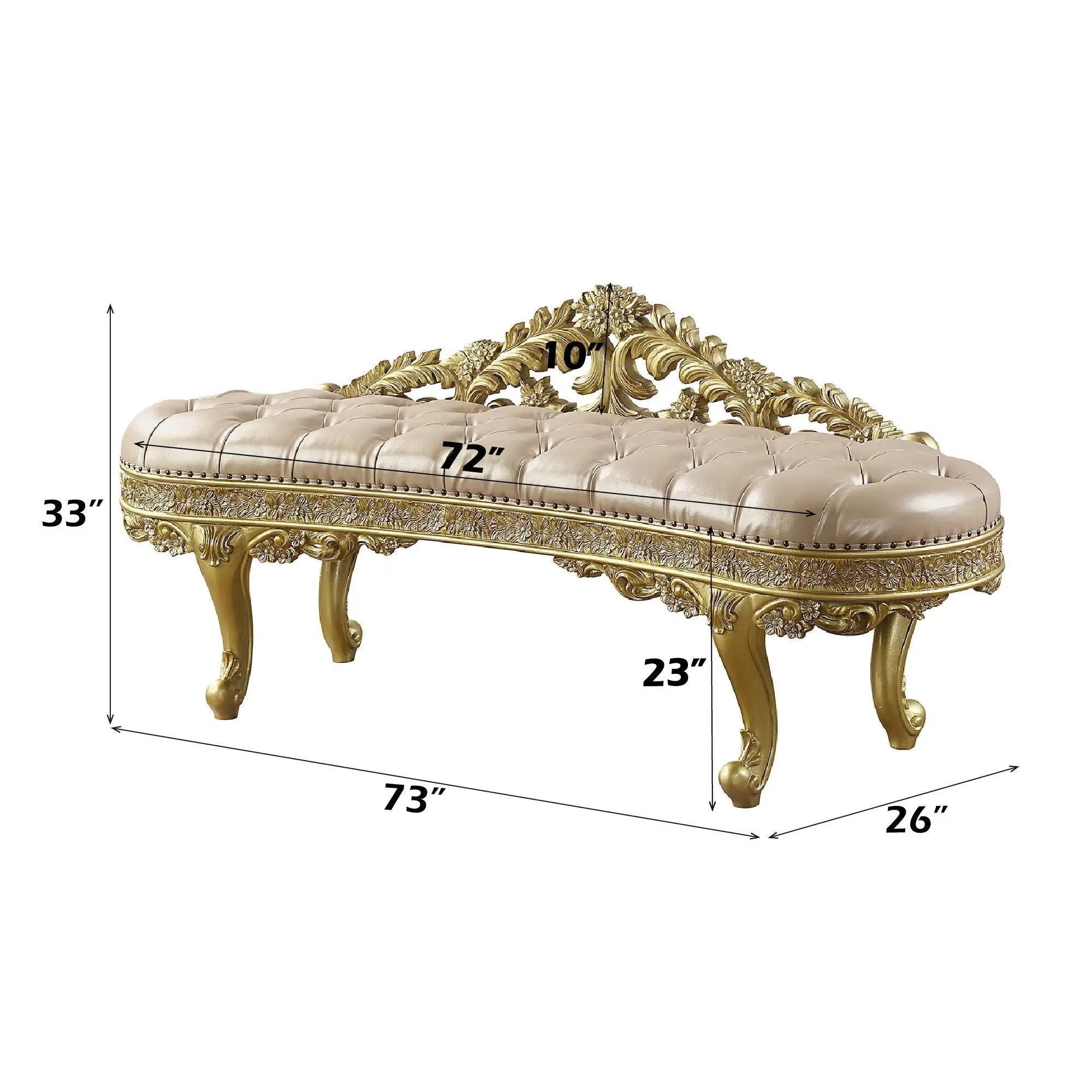 Cabriole - Synthetic Leather Bench - Gold by HouseOfZazla