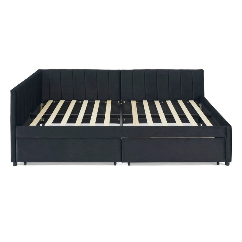 Upholstered Tufted Daybed Frame With Storage Drawers by HouseOfZazla