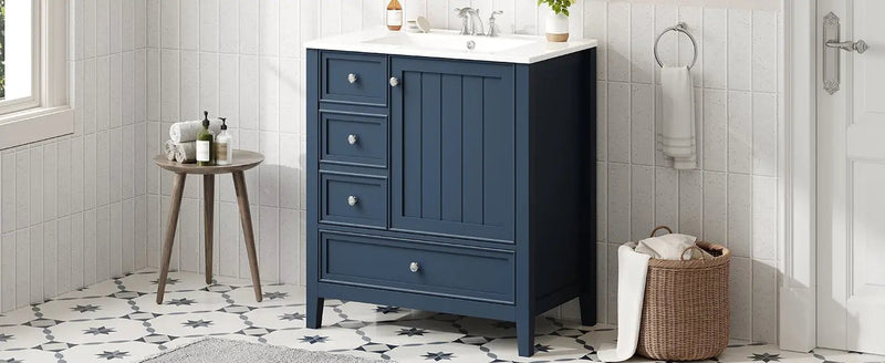 30" Bathroom Vanity with Sink, One Cabinet and Three Drawers by HouseOfZazla