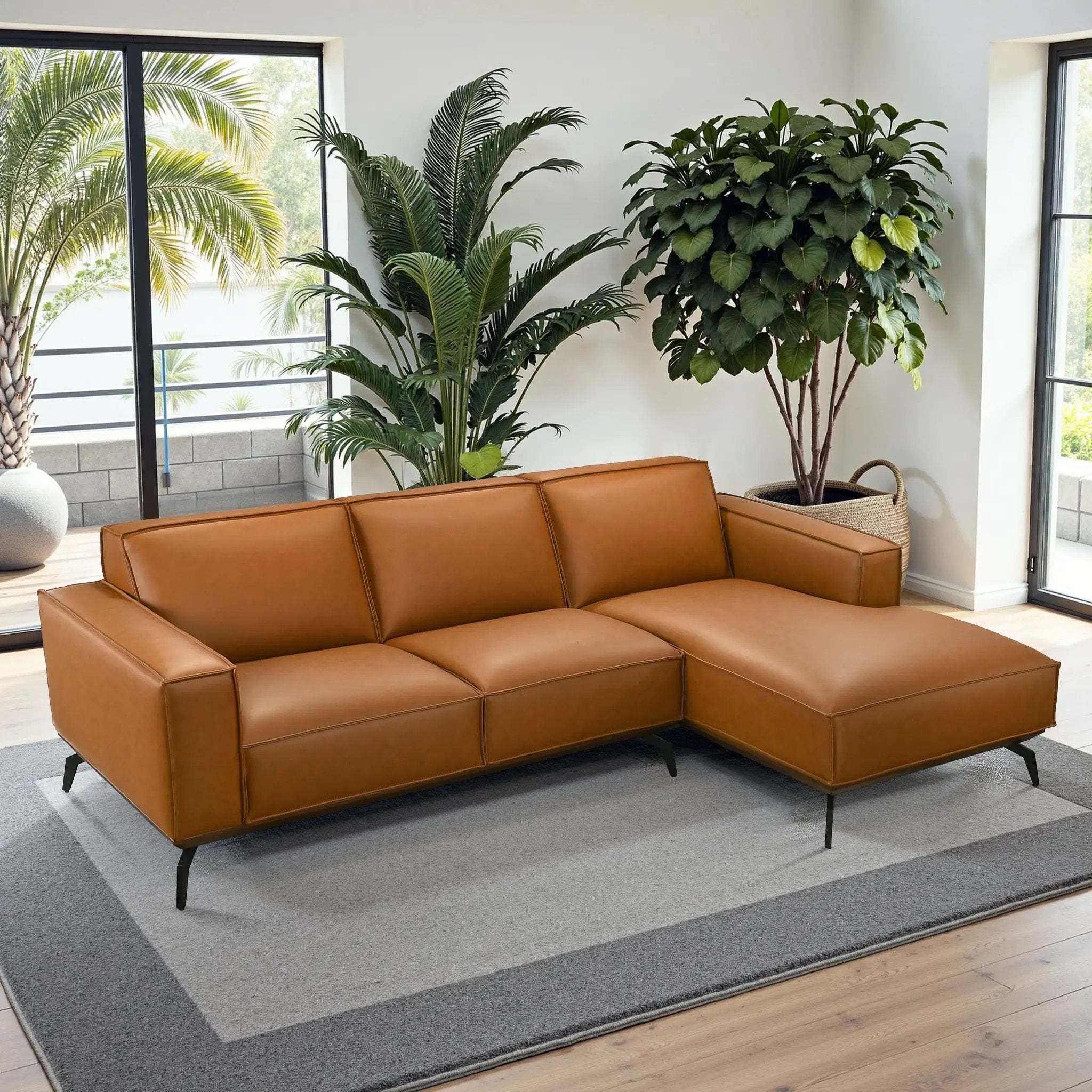 Brenham Easy Clean Modern Right Sectional Sofa & Chaise by HouseOfZazla